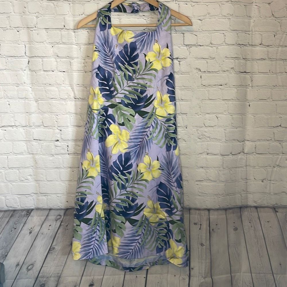 Tommy Bahamas Purple Yellow Floral Sleeveless Midi Dress size 14 NEW w/ Tags‎